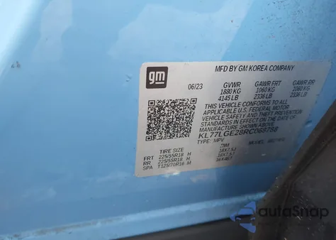 2024 Chevrolet Trax Fwd 1Rs z USA, uszkodzony, nr VIN KL77LGE28RC068788